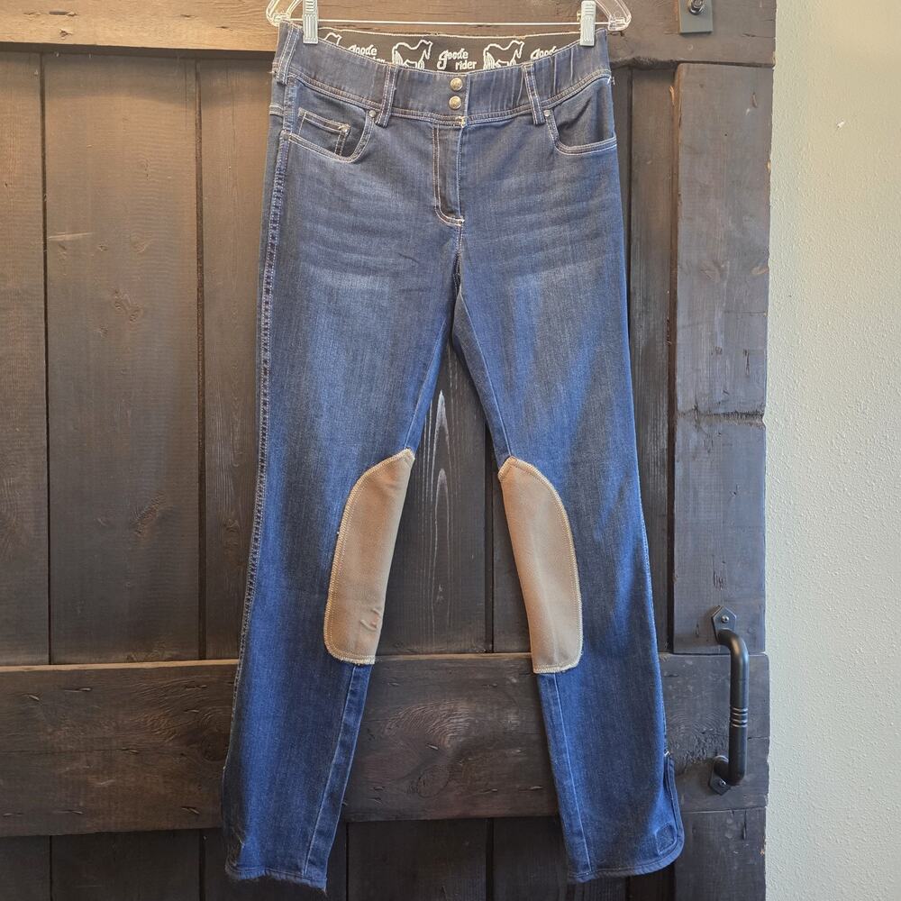 Goode Rider Riding Breeches Womens 32L (32x36) Blue Denim Equestrian Pants
